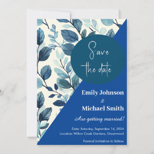 Teal and blue color style floral pattern design invitation