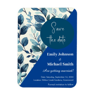 Teal and blue color style floral pattern design magnet