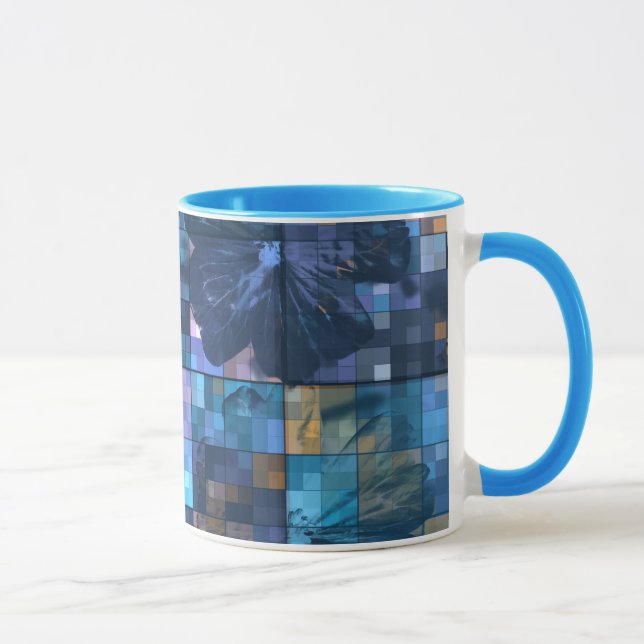 Teal and Blue Flower Mug (Right)
