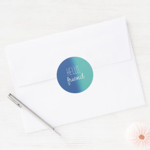Teal And Blue Hello Friend Envelope Seals