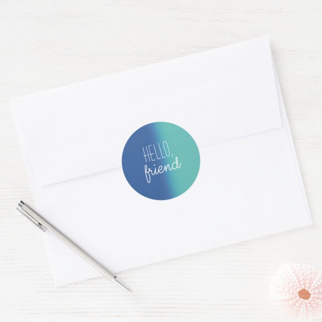 Teal And Blue Hello Friend Envelope Seals (Envelope)
