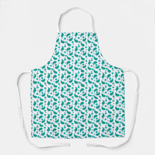 Teal and Blue Paisley Floral Pattern   Modern Boho Apron