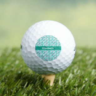 Teal and Blue Paisley Floral Pattern Personalise Golf Balls