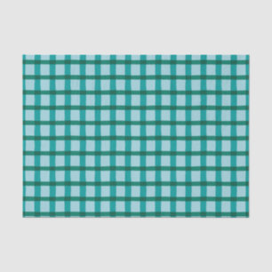 Teal and Blue Plaid Pattern Tissue Paper