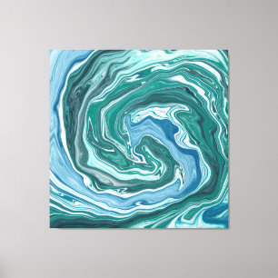 Teal and Blue Turquoise Water Ocean Swirls Canvas Print
