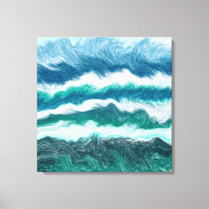 Teal and Blue Turquoise Water Ocean Waves Canvas Print