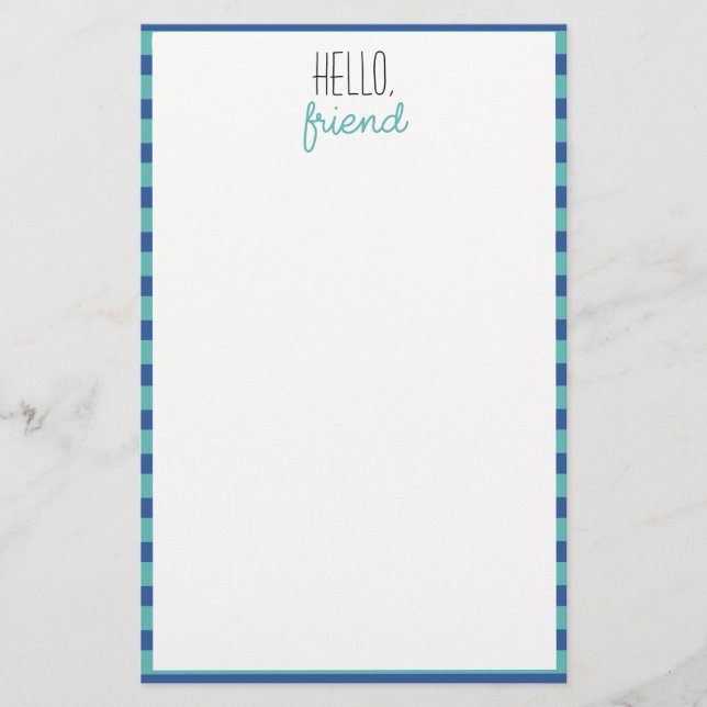 Teal And Blue Unlined Stationery (Front)