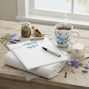 Teal and blue watercolor floral personalised   notepad