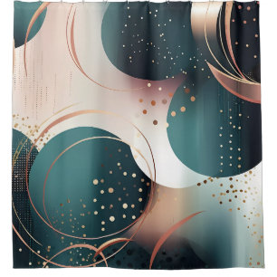 Teal and blush pink abstract modern design shower curtain
