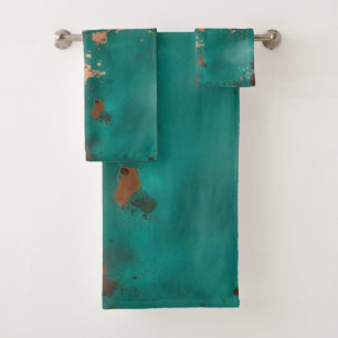 Teal and Bronze Bath Towel Set
