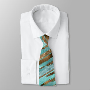 Teal and Bronze Glitter Shine Neck Tie