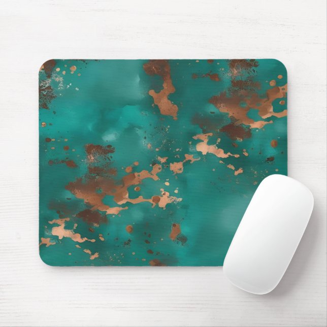 Teal and Bronze Mouse Pad (With Mouse)