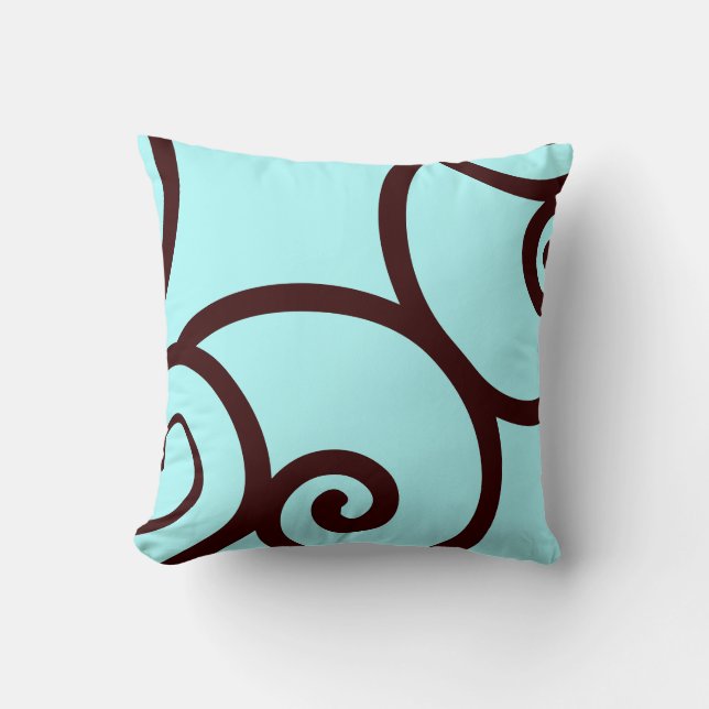 teal and brown abstract pattern pillow (Front)