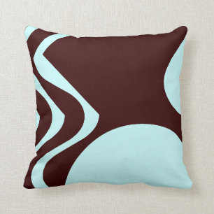 teal and brown abstract pattern pillow