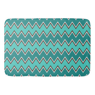 Teal and Brown Chevron Bath Mat