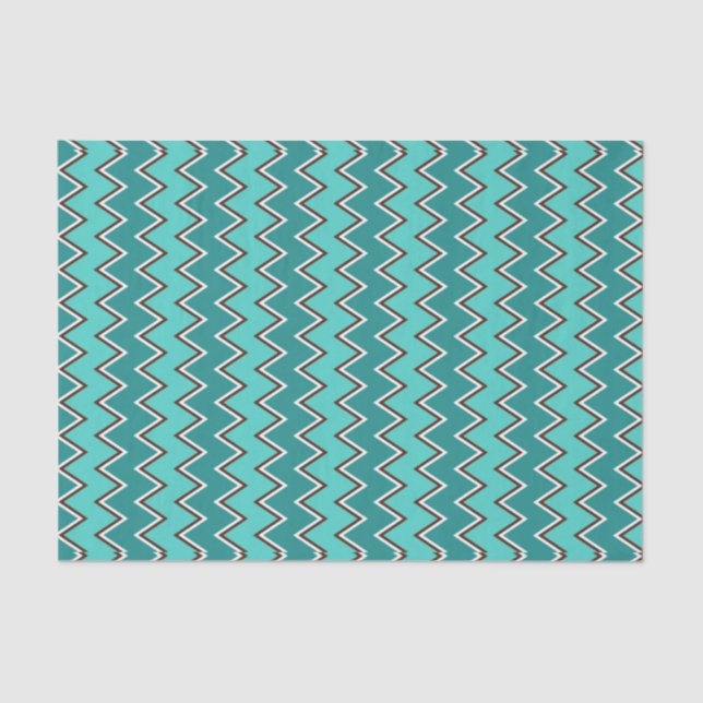 Teal and Brown Chevron Tissue Paper (Front)