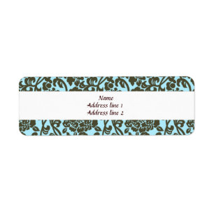 Teal and Brown Damask Address Labels