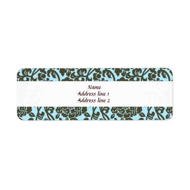 Teal and Brown Damask Address Labels (Front)