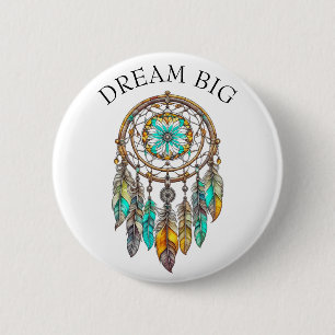 Teal and Brown Dreamcatcher Dream Big 6 Cm Round Badge