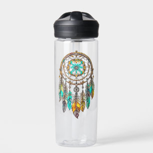Teal and Brown Dreamcatcher Sweet Dreams Water Bottle