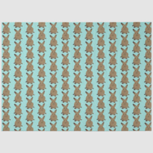 Teal and Brown Easter Bunny Tissue Paper
