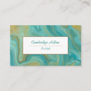 Teal and Brown Marble Business Card