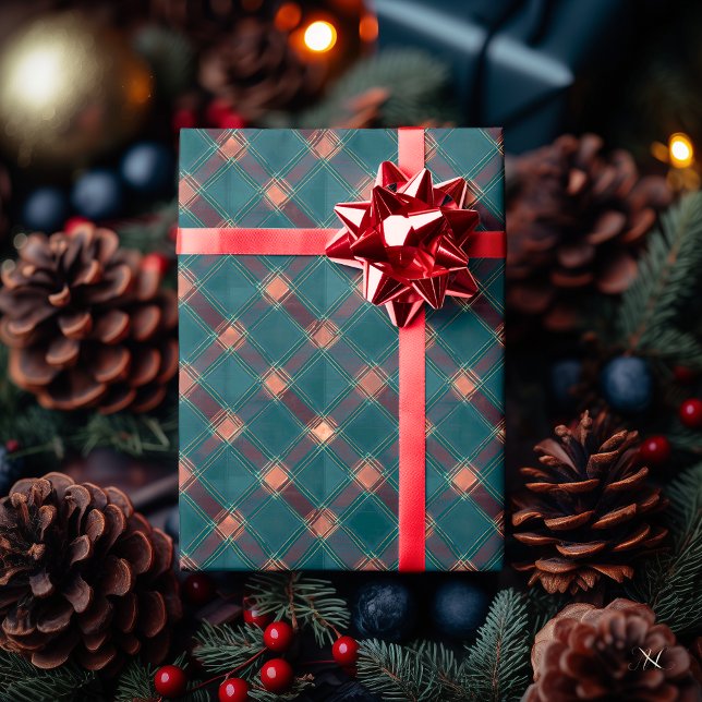 Teal and Brown Plaid pattern – Rustic Holiday Wrapping Paper (Creator Uploaded)
