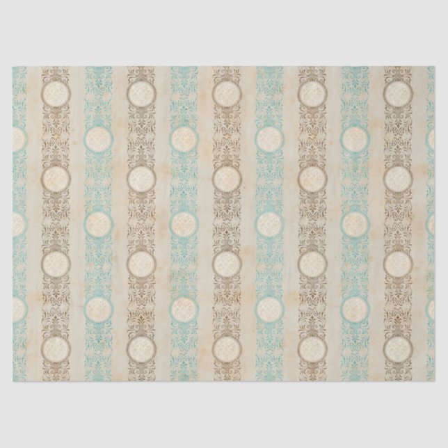 Teal and Brown Stripes Decoupage Tissue Paper (Front)