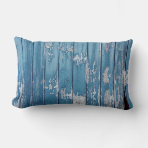 Teal and brown wooden board lumbar cushion