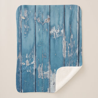 Teal and brown wooden board sherpa blanket