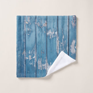 Teal and brown wooden board wash cloth