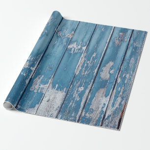 Teal and brown wooden board wrapping paper