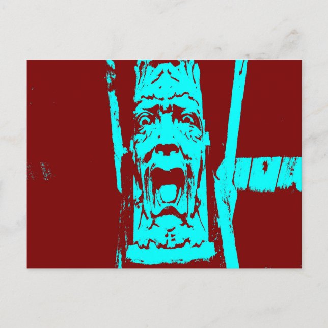 Teal and Burgundy Funny Face Postcard (Front)