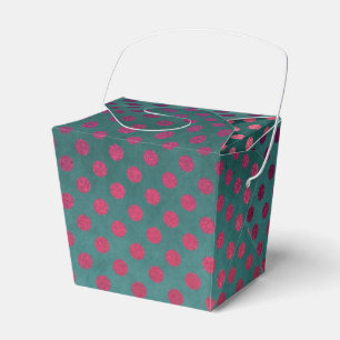 Teal and Burgundy Vintage Glam Faux Foil Dots Favour Box