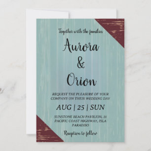 teal and burgundy wedding invitations