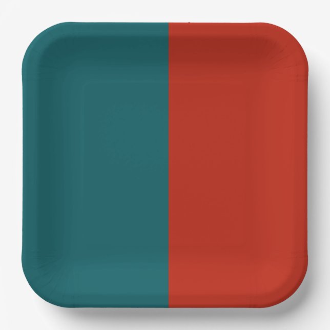 Teal And Burnt Orange  Paper Plate (Front)
