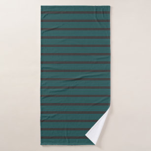 Teal and charcoal five stripe pattern bath towel