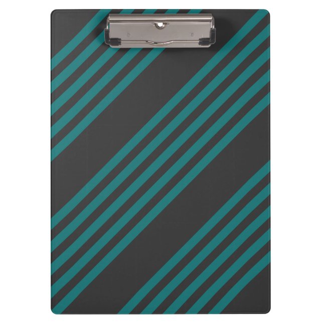 Teal and charcoal five stripe pattern clipboard (Front)