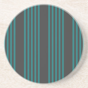 Teal and charcoal five stripe pattern coaster