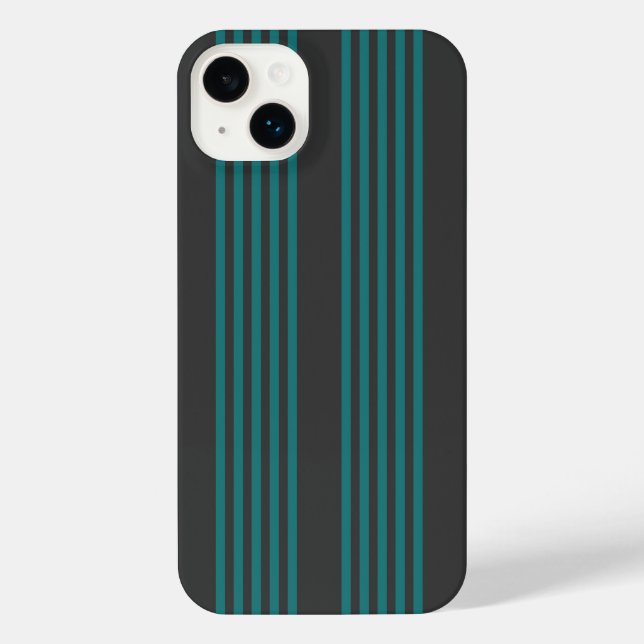 Teal and charcoal five stripe pattern iPhone case (Back)