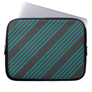 Teal and charcoal five stripe pattern laptop sleeve