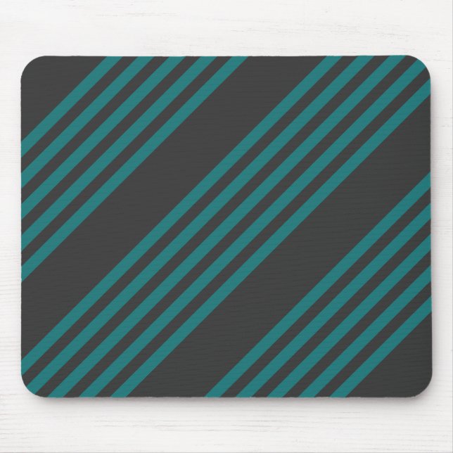 Teal and charcoal five stripe pattern mouse pad (Front)