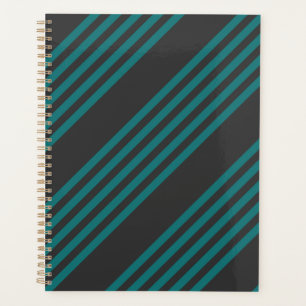 Teal and charcoal five stripe pattern planner