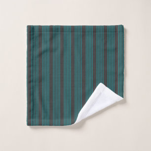 Teal and charcoal five stripe pattern wash cloth