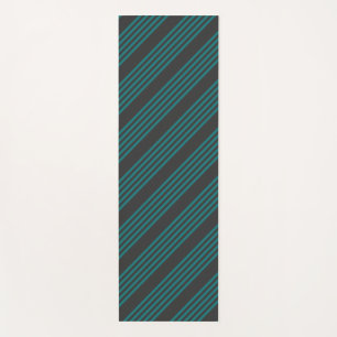 Teal and charcoal five stripe pattern yoga mat