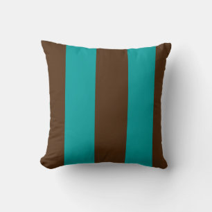 Teal and Chocolate Stripes Throw Pillow