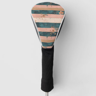 Teal and Clay Celestial Stripe with Tribal Details Golf Head Cover