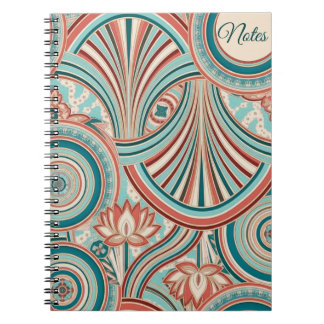 Teal and Coral Nouveau Flow  Notebook