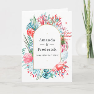 Teal and Coral Sea Life Wedding Program
