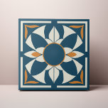 Teal and Cream Azulejo Mandala Ceramic Tile<br><div class="desc">Decorate the office with this Teal and Cream Azulejo Mandala design. You can customise this further by clicking on the "PERSONALIZE" button. Change the background colour if you like. For further questions please contact us at ThePaperieGarden@gmail.com.</div>